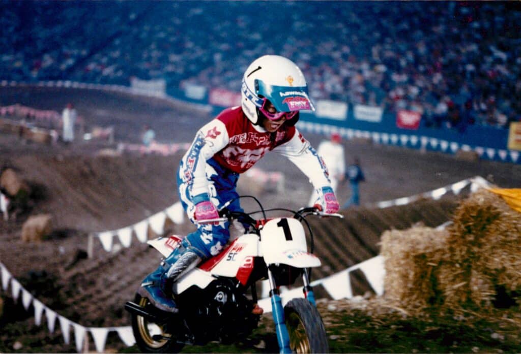 Nick Wey at the Pontiac Silverdome on a PW50 in 1987