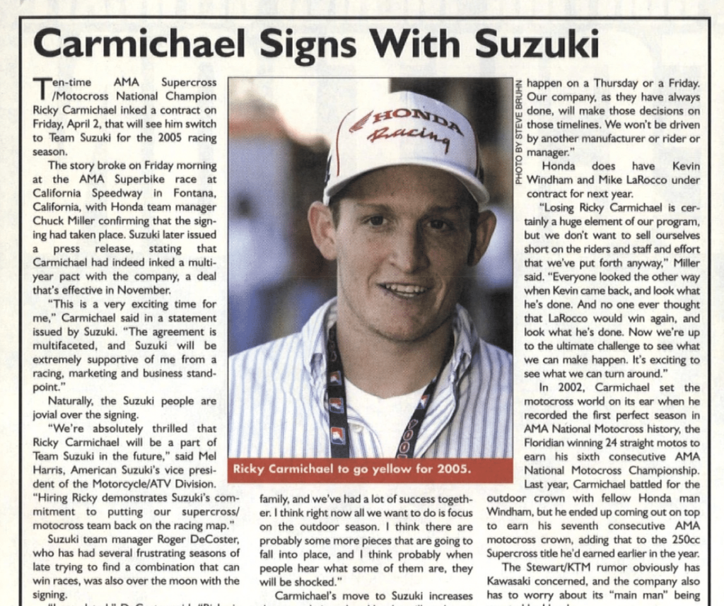 Ricky Carmichael, Cycle News