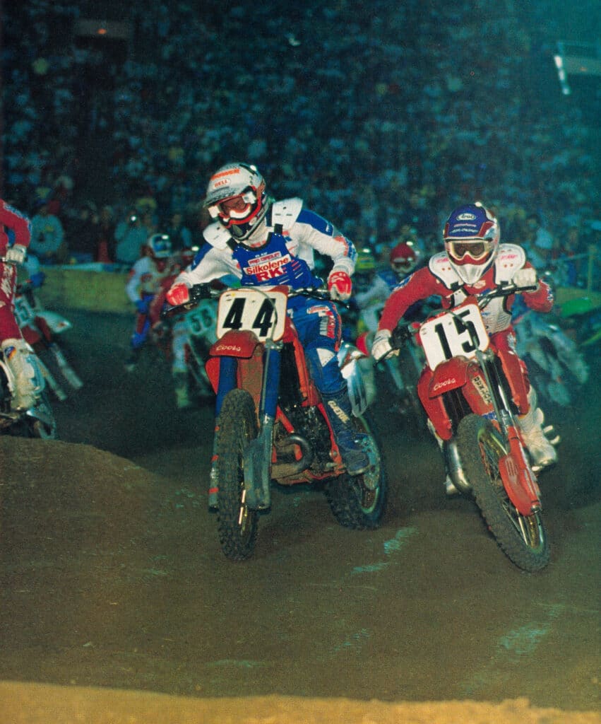 Fred Andrews (#44) and Guy Cooper, 1987