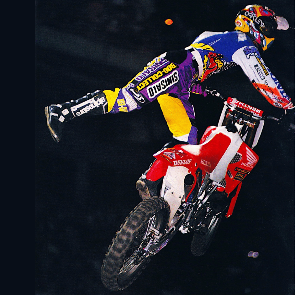 Jeremy McGrath brought the nac nac to the 1994 Anaheim Supercross. Photo: Chris Hultner