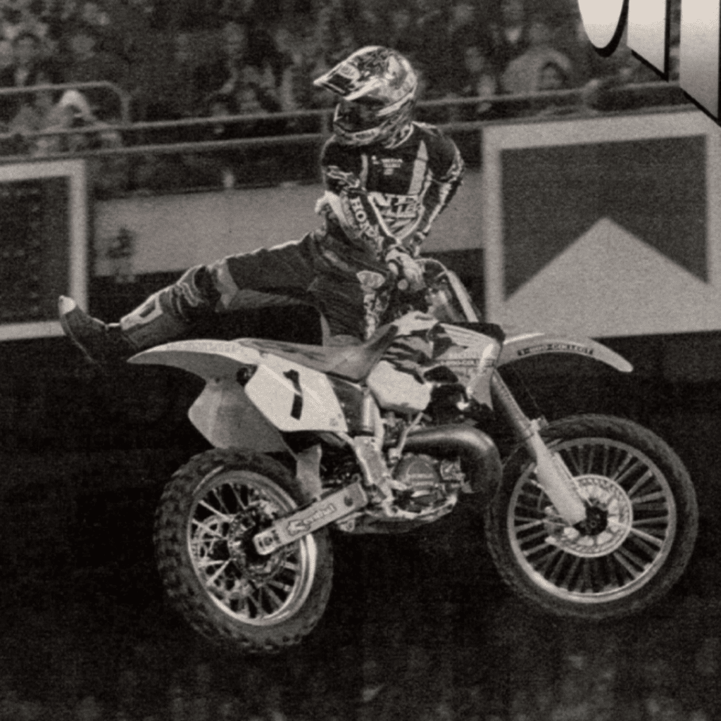 Jeremy McGrath in 1996, winning Anaheim for a 4th consecutive time in the premier class. Cycle News Archives