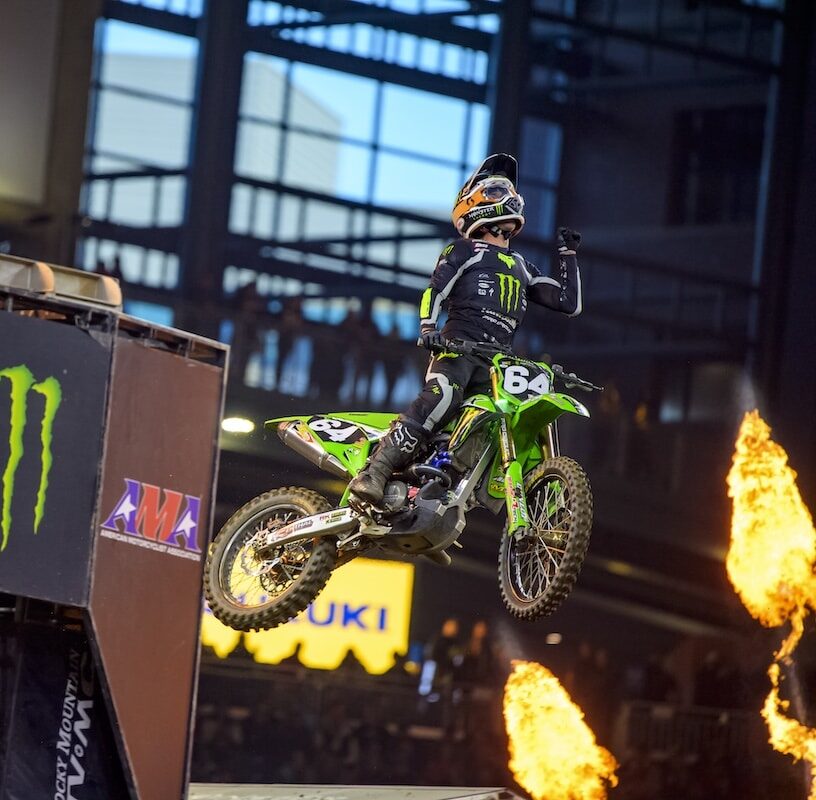 Austin Forkner is PUMPED to get his 13th 250SX win. Photo: Octopi.