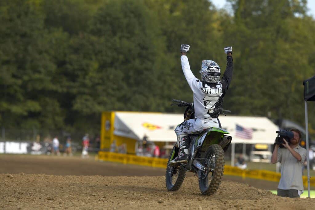 24-0: James Stewart crosses the finish line first for the 24th consecutive time in 2008. Photo: Frank Hoppen