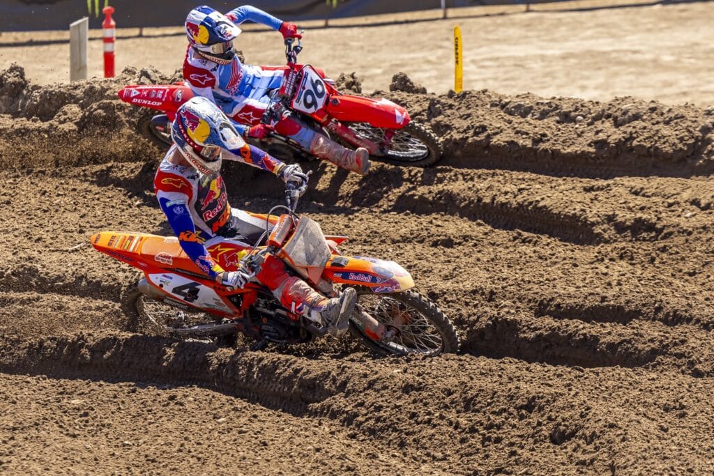 Chase Sexton and Hunter Lawrence at the 2024 Hangtown Pro Motocross. Photo: Garth Milan