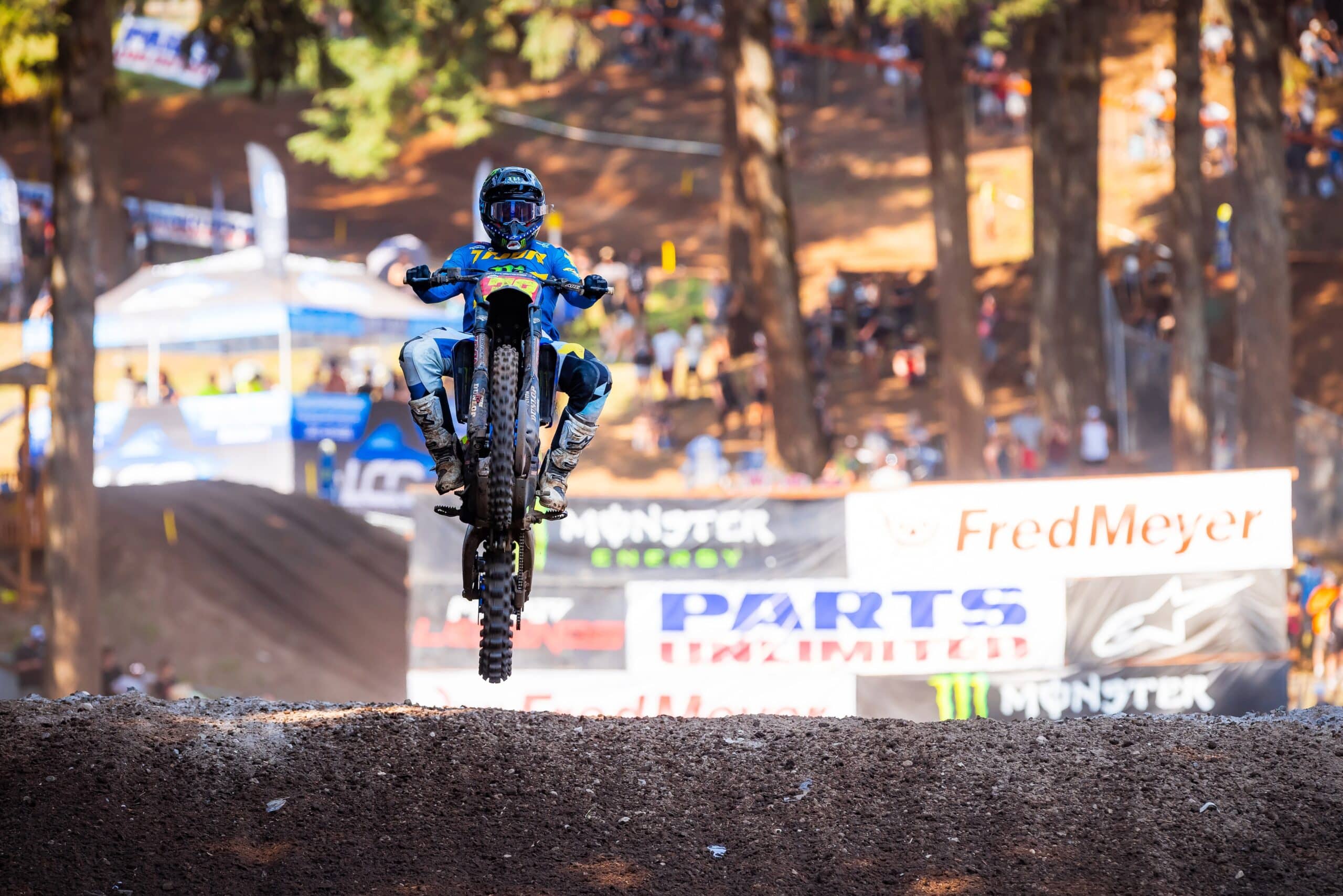 Haiden Deegan goes goon after winning the 2024 Washougal Pro Motocross. Photo: Octopi