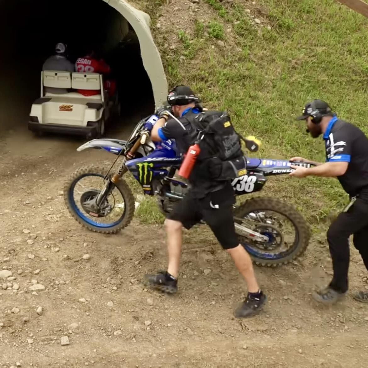 Haiden Deegan at the 2023 Unadilla Pro Motocross. He suffered a mechanical DNF in moto 1. Screenshot from "The Deegans"