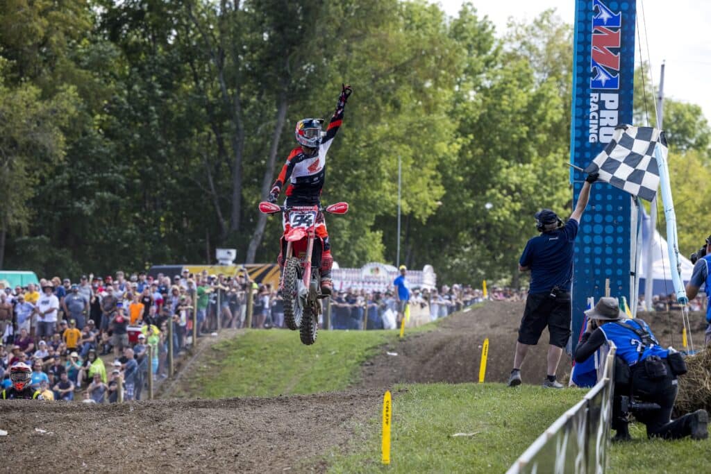 Ken Roczen winning the 2021 Unadilla Pro Motocross. Photo: Garth Milan