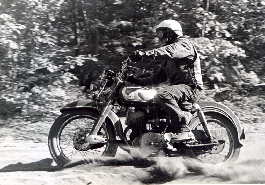 John Penton racing a German-built NSU.